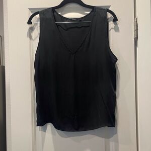 Quince Washable Stretch Silk Tank, Black, Size Small